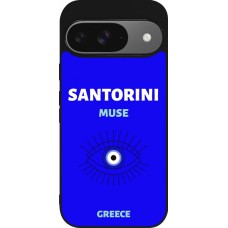 Google Pixel 9 / Pixel 9 Pro Case Hülle - Silikon schwarz Pop Summer Destination Santorini