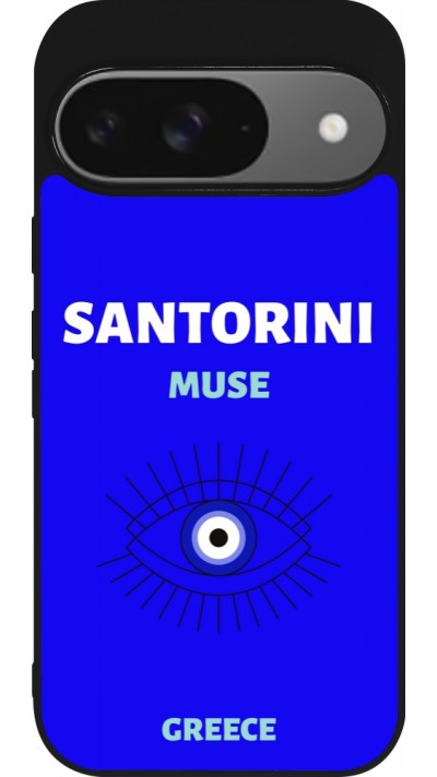 Google Pixel 9 / Pixel 9 Pro Case Hülle - Silikon schwarz Pop Summer Destination Santorini