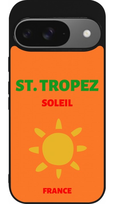 Google Pixel 9 / Pixel 9 Pro Case Hülle - Silikon schwarz Pop Summer Destination St-Tropez