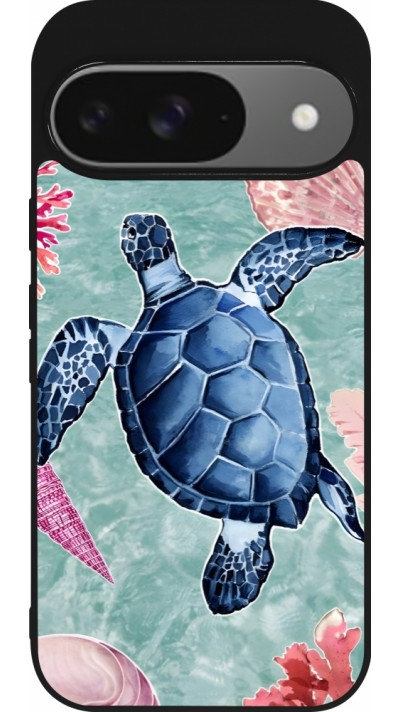 Google Pixel 9 / Pixel 9 Pro Case Hülle - Silikon schwarz Preppy Turtle