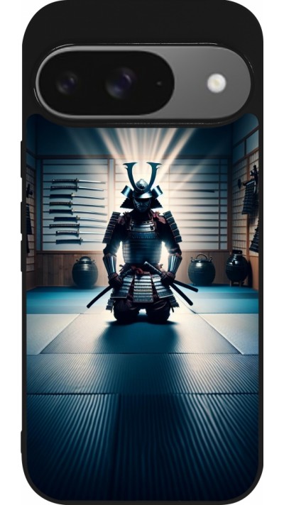 Google Pixel 9 / Pixel 9 Pro Case Hülle - Silikon schwarz Samurai im Gebet