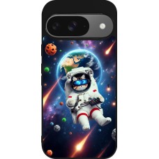 Google Pixel 9 / Pixel 9 Pro Case Hülle - Silikon schwarz VR SpaceCat Odyssee