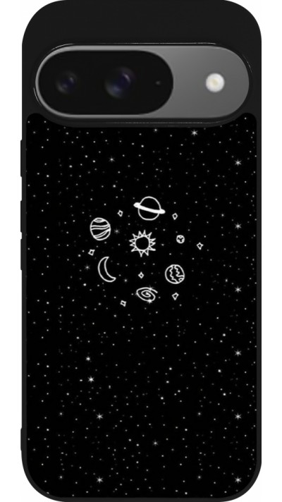 Google Pixel 9 / Pixel 9 Pro Case Hülle - Silikon schwarz Space Doodle