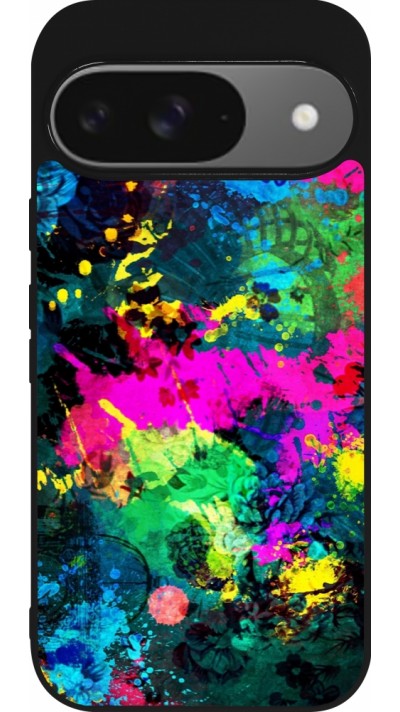 Google Pixel 9 / Pixel 9 Pro Case Hülle - Silikon schwarz Splash paint