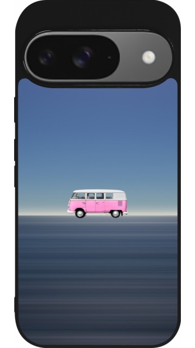 Coque Google Pixel 9 / Pixel 9 Pro - Silicone rigide noir Spring 23 pink bus