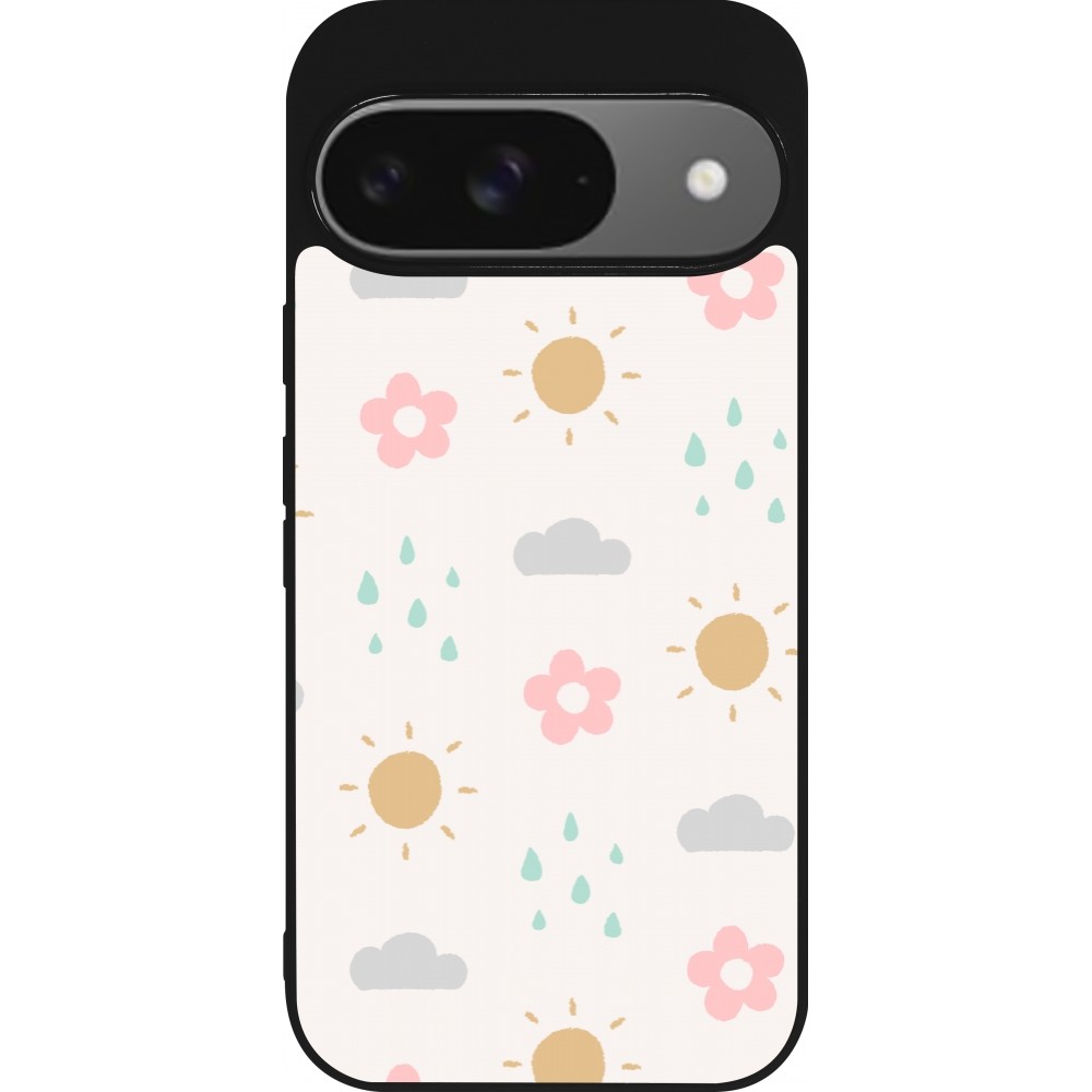 Google Pixel 9 / Pixel 9 Pro Case Hülle - Silikon schwarz Spring 23 weather