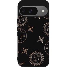 Google Pixel 9 / Pixel 9 Pro Case Hülle - Silikon schwarz Suns and Moons