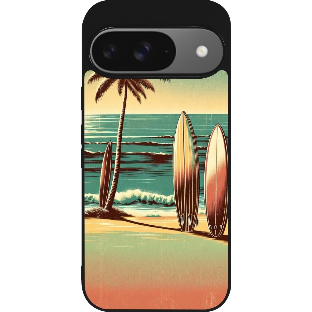 Google Pixel 9 / Pixel 9 Pro Case Hülle - Silikon schwarz Surf Paradise