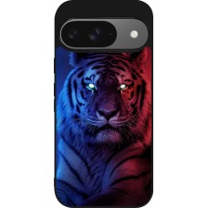 Google Pixel 9 / Pixel 9 Pro Case Hülle - Silikon schwarz Tiger Blue Red