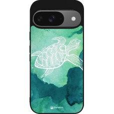 Google Pixel 9 / Pixel 9 Pro Case Hülle - Silikon schwarz Turtle Aztec Watercolor