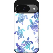 Google Pixel 9 / Pixel 9 Pro Case Hülle - Silikon schwarz Turtles pattern watercolor