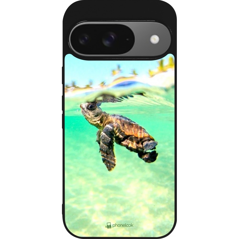 Google Pixel 9 / Pixel 9 Pro Case Hülle - Silikon schwarz Turtle Underwater