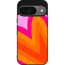 Google Pixel 9 / Pixel 9 Pro Case Hülle - Silikon schwarz Valentine 2024 heart gradient