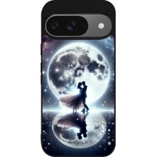 Google Pixel 9 / Pixel 9 Pro Case Hülle - Silikon schwarz Valentin 2024 Liebe unter dem Mond