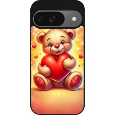 Google Pixel 9 / Pixel 9 Pro Case Hülle - Silikon schwarz Valentin 2024 Teddy Liebe