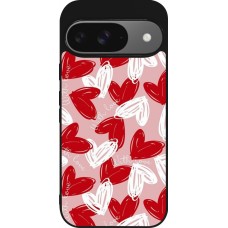 Google Pixel 9 / Pixel 9 Pro Case Hülle - Silikon schwarz Valentine 2024 with love heart