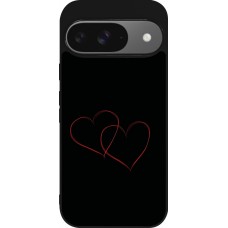 Google Pixel 9 / Pixel 9 Pro Case Hülle - Silikon schwarz Valentine 2023 attached heart