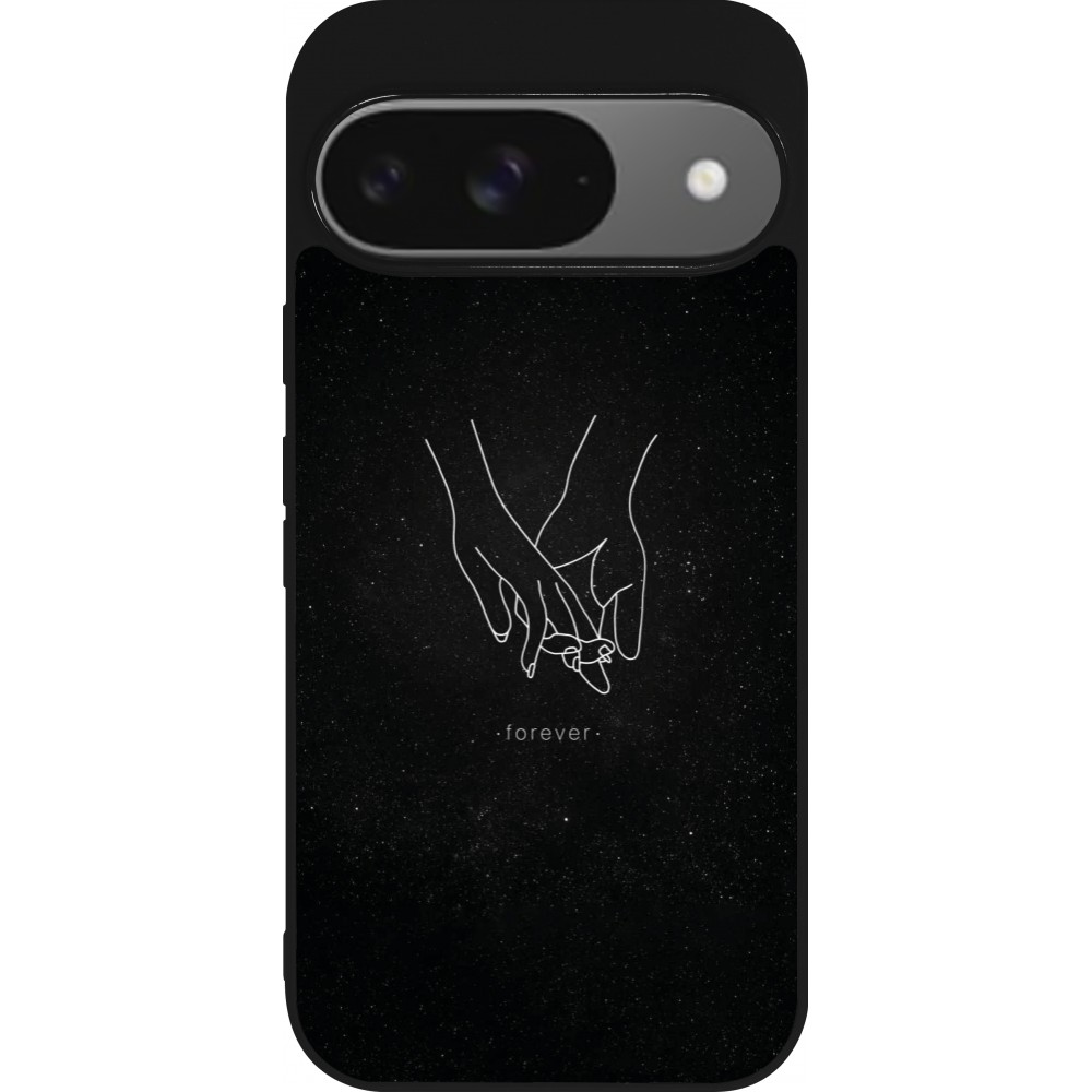 Google Pixel 9 / Pixel 9 Pro Case Hülle - Silikon schwarz Valentine 2023 hands forever