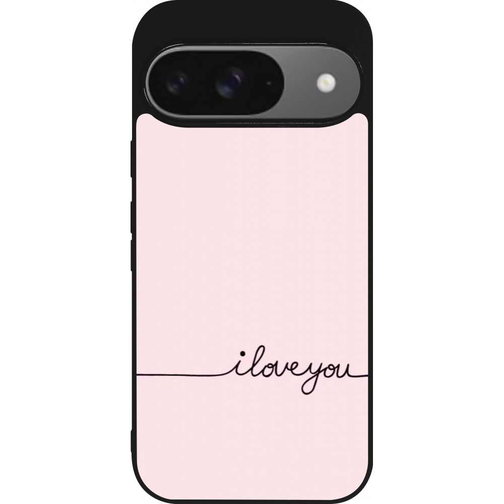 Google Pixel 9 / Pixel 9 Pro Case Hülle - Silikon schwarz Valentine 2023 i love you writing