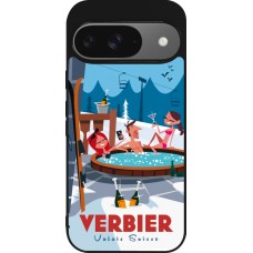 Google Pixel 9 / Pixel 9 Pro Case Hülle - Silikon schwarz Verbier Mountain Jacuzzi