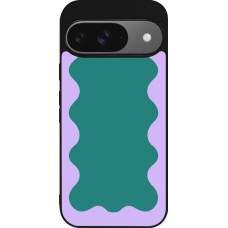 Google Pixel 9 / Pixel 9 Pro Case Hülle - Silikon schwarz Wavy Rectangle Green Purple