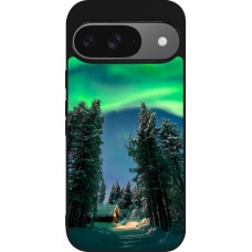 Google Pixel 9 / Pixel 9 Pro Case Hülle - Silikon schwarz Winter 22 Northern Lights