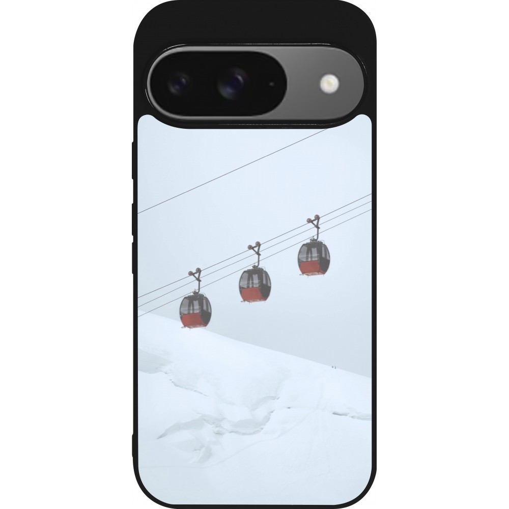 Google Pixel 9 / Pixel 9 Pro Case Hülle - Silikon schwarz Winter 22 ski lift