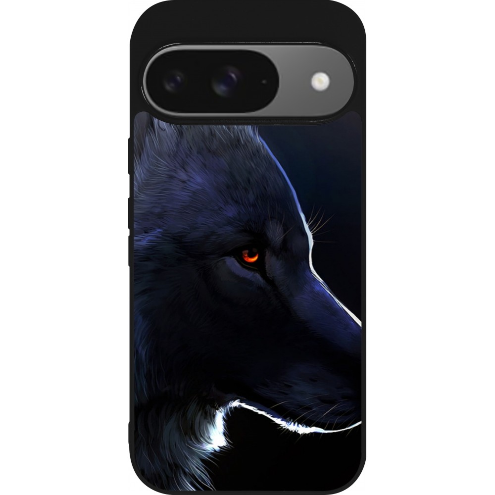 Google Pixel 9 / Pixel 9 Pro Case Hülle - Silikon schwarz Wolf Shape