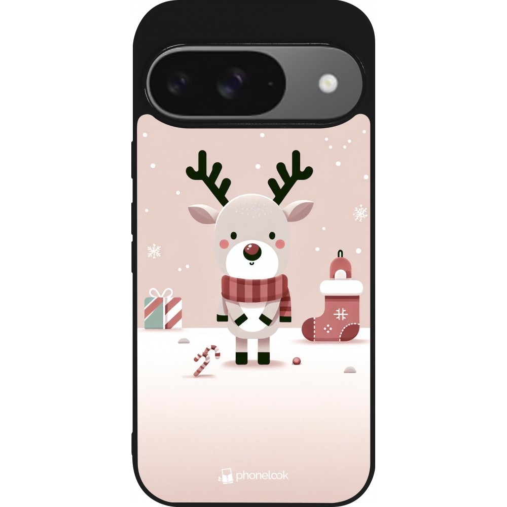 Google Pixel 9 / Pixel 9 Pro Case Hülle - Silikon schwarz Weihnachten 2023 Choupinette Rentier