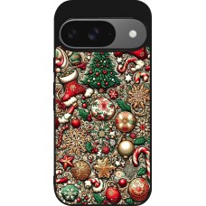 Google Pixel 9 / Pixel 9 Pro Case Hülle - Silikon schwarz Weihnachten 2023 Mikromuster