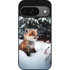 Google Pixel 9 / Pixel 9 Pro Case Hülle - Silikon schwarz Weihnachten 2023 Fuechslein Tanne