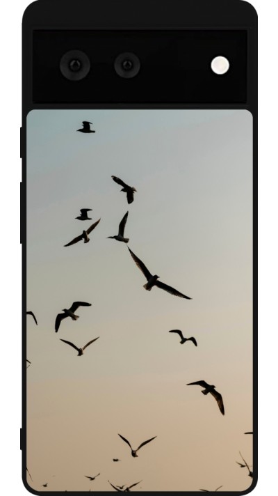 Google Pixel 6 Case Hülle - Silikon schwarz Autumn 22 flying birds shadow