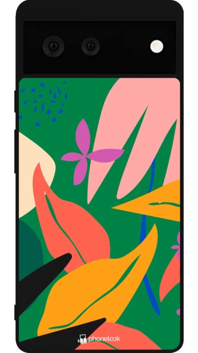 Google Pixel 6 Case Hülle - Silikon schwarz Abstract Jungle