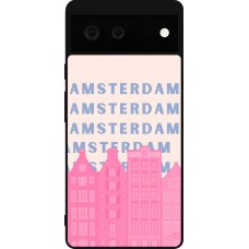 Google Pixel 6 Case Hülle - Silikon schwarz Amsterdam Pink Print