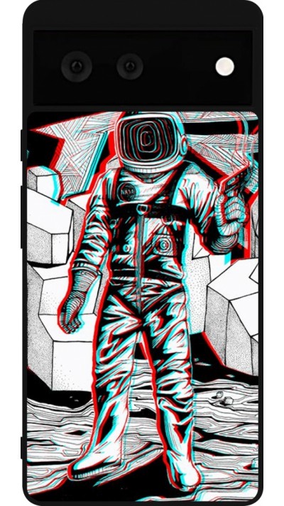 Google Pixel 6 Case Hülle - Silikon schwarz Anaglyph Astronaut