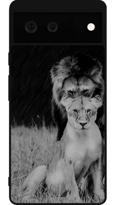 Google Pixel 6 Case Hülle - Silikon schwarz Angry lions