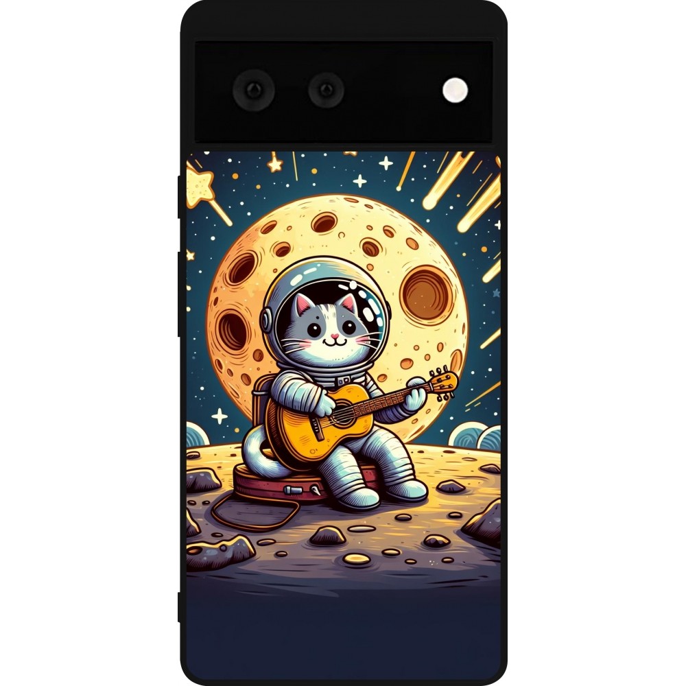 Google Pixel 6 Case Hülle - Silikon schwarz AstroKatze RockMond