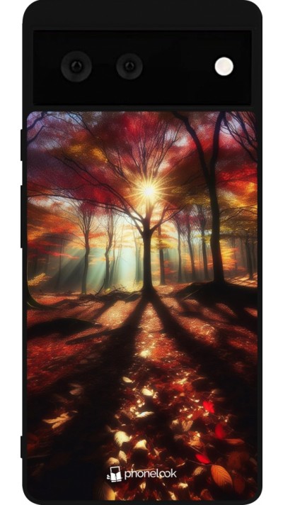 Google Pixel 6 Case Hülle - Silikon schwarz Herbstlicher goldener Glanz