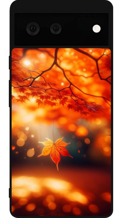 Google Pixel 6 Case Hülle - Silikon schwarz Herbst Magisch Orange