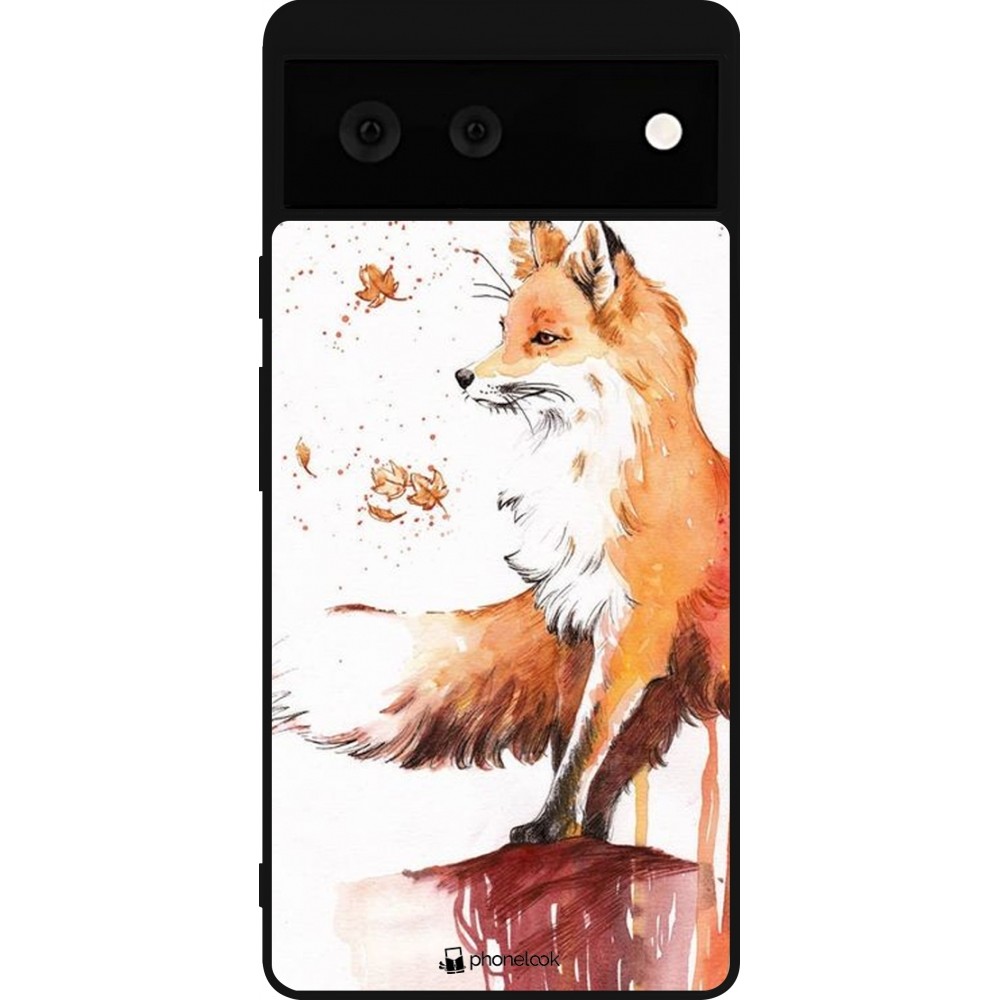 Google Pixel 6 Case Hülle - Silikon schwarz Autumn 21 Fox