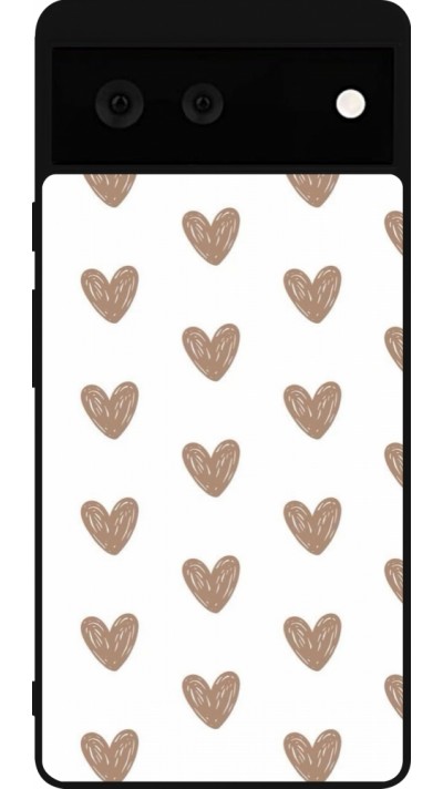 Google Pixel 6 Case Hülle - Silikon schwarz Autumn 2024 brown hearts