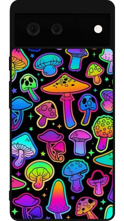 Google Pixel 6 Case Hülle - Silikon schwarz Autumn 2024 magic mushrooms