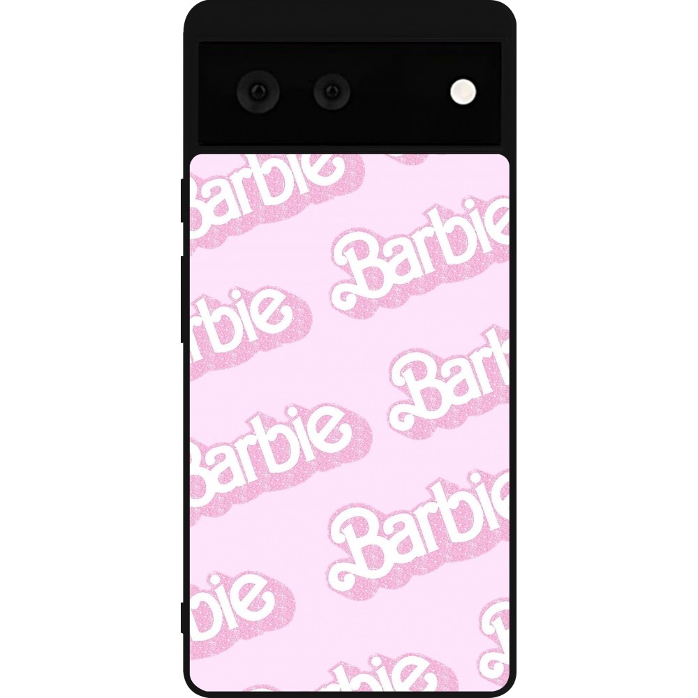 Google Pixel 6 Case Hülle - Silikon schwarz Barbie light pink pattern