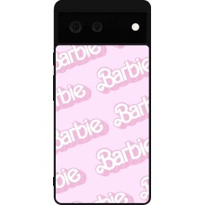 Google Pixel 6 Case Hülle - Silikon schwarz Barbie light pink pattern