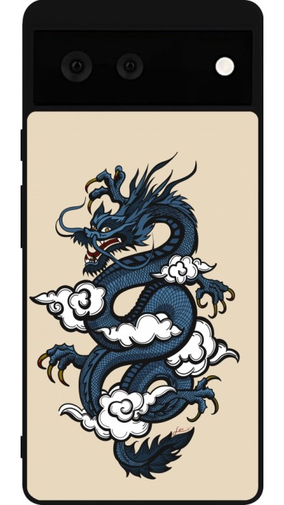 Google Pixel 6 Case Hülle - Silikon schwarz Blue Dragon Tattoo