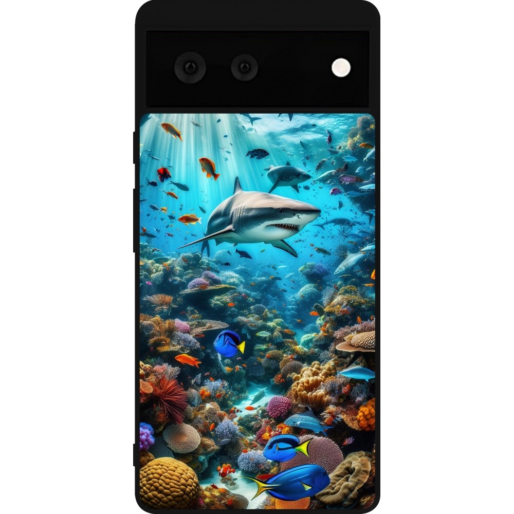 Google Pixel 6 Case Hülle - Silikon schwarz Bora Bora Meer und Wunder