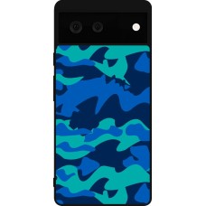 Google Pixel 6 Case Hülle - Silikon schwarz Camo Blue