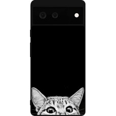 Google Pixel 6 Case Hülle - Silikon schwarz Cat Looking Up Black