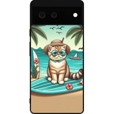 Google Pixel 6 Case Hülle - Silikon schwarz Chat Surf Stil