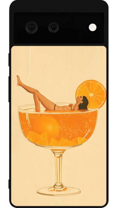 Google Pixel 6 Case Hülle - Silikon schwarz Cocktail Bath Vintage